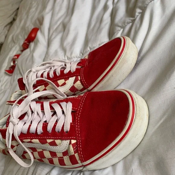 Red  cream checker vans - Picture 3 of 5